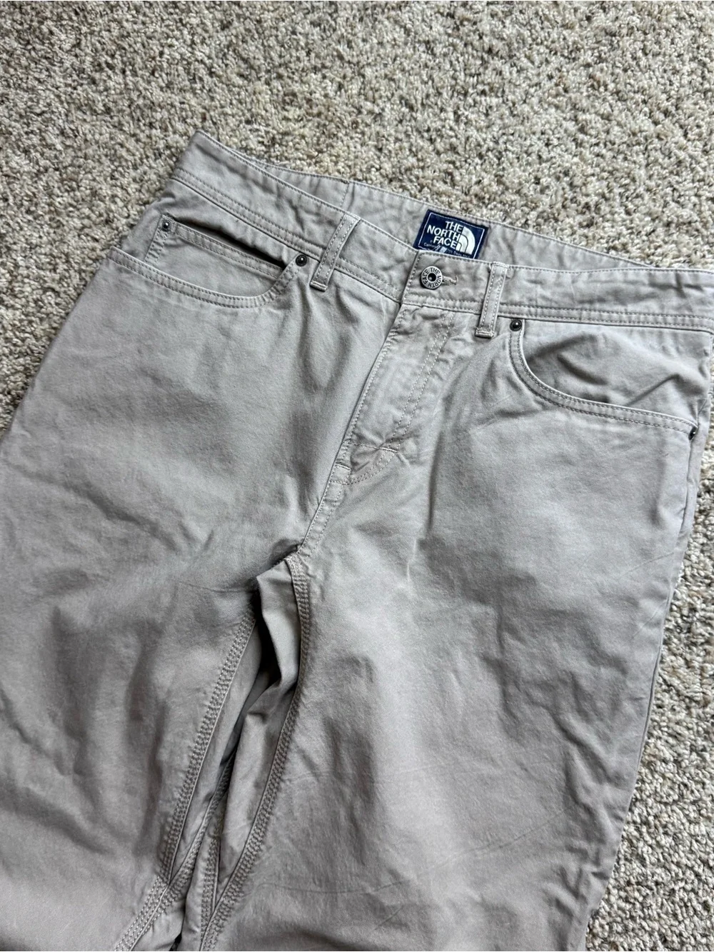 The North Face Mens 34 Regular Pants Beige Cotton Blend Straight Outdoor Hiking
